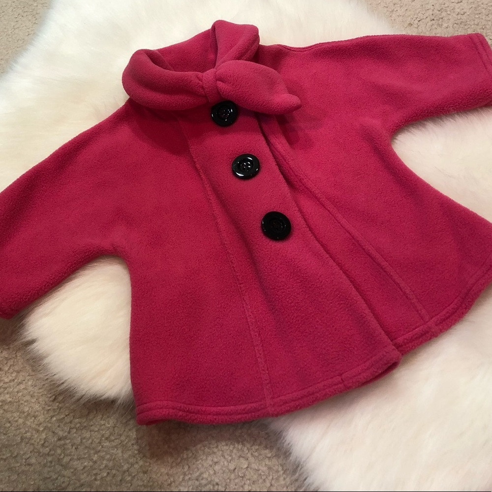 Barneys New York 18 mo pink fleece 3/4 pea coat
